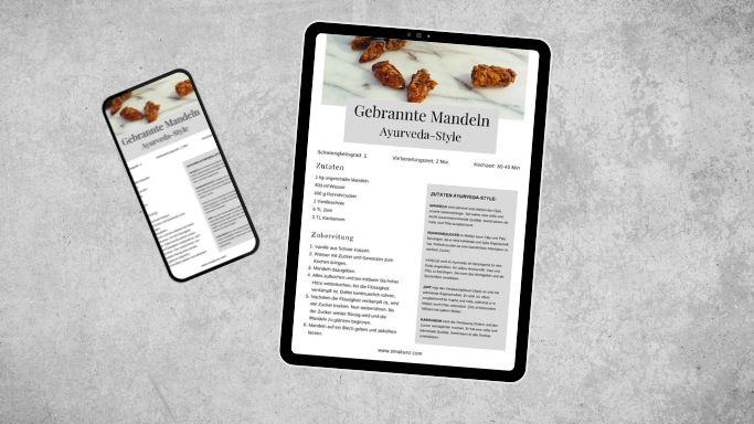 Rezept von gebrannten Mandeln im Ayurveda-Style auf Handy und Tablet